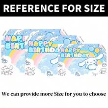Sanrio 1 pezzo Striscione decorativo per feste di compleanno di cani in giada bianca, tema a cartoni animati, decorazioni perfette per feste di doccia, arredo camera da letto, sfondi per foto e cabine, 210 cm x 150 cm e 100 cm x 75 cm