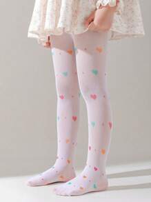 1pc Girls' Thin Mesh Tights, Summer Heart Strawberry Cherry Butterfly Print Sweet  Pantyhose Princess Socks