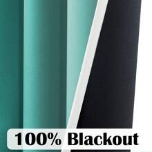 2 Pcs Solid Color Gradient Vertical Stripe Blackout Curtain Blackout Curtains With Coating Insulating Lining, Perfect For Living Room, Bedroom, Kitchen, Bathroom, Home Decoration, Room Decor - màu xanh da trời - Xem 8