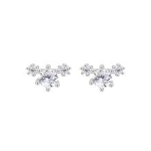 Un par de pendientes de plata esterlina con circonita, nuevo estilo, pendientes elegantes de alta gama exquisitos para niñas
