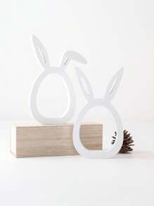 1 件木制复活节装饰兔子小雕像，适用于家庭桌面装饰，DIY 兔子桌面装饰，字母动物主题，适合家庭装饰，复活节多功能房间装饰