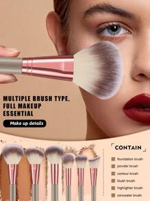 42件套化妆海绵粉扑和化妆刷套装，包括散粉刷、腮红刷、修容刷、粉底刷、鼻影刷、眼影刷、眉刷、唇刷、细节刷、化妆海绵、三角粉扑、化妆刷清洁碗、化妆海绵、指套粉扑、迷你细节化妆海绵、圆形粉扑 - 彩色 - 查看 3