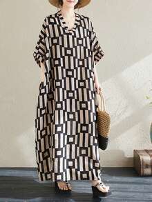 Topy, Bohemian Casual Holiday Dress, Damska sukienka na wakacje w dużym rozmiarze, 2025 Summer New V Leader Dress, Sukienka dla mamy, Sukienka na co dzień, Top, Bielizna piżama, Sukienka plażowa,