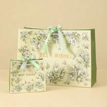 Elegante Blumen Geschenktüten aus Papier mit Schleife - geeignet für Feiertags-Shopping, Partys, Hochzeiten und Geburtstage - hochwertige Geschenktaschen