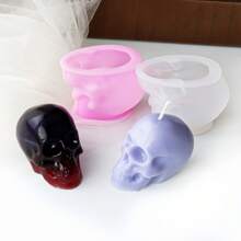 [Favorito del cliente] Moldes para velas de calavera de Halloween - Kit de manualidades de silicona y resina epoxi, formas de esqueleto blanco y rosa para decoraciones festivas - Para Halloween y fiestas - Ideal para artesanos y aficionados al bricolaje - Regalo perfecto para los amantes de Halloween - Multicolor - Ver 4