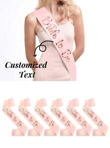 1pc/6pcs Customized Romantic Ribbon Belts; DIY Dress Up For Weddings, Parties, Birthdays, And Graduation Ceremonies; Customized Decorations; Gift Ribbon; Customized Gold Handwritten Fonts; Available In Multiple Colors; Customized Accessories For Brides And Bridesmaids.