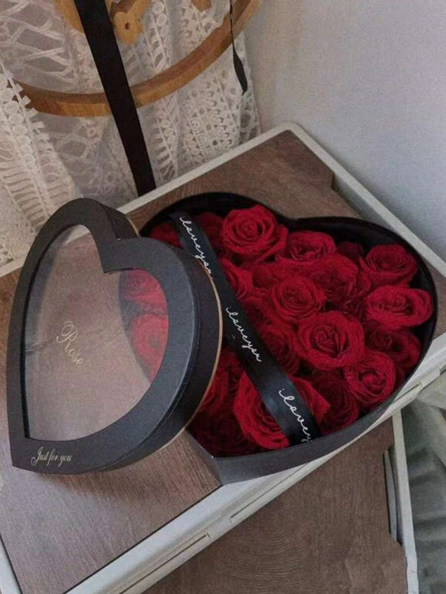 2Pcs 29cm+28cm Transparent Cover Heart Shaped Gift Boxes For Flowers Packaging With Clear Lid For Christmas, Graduations, Weddings, Birthdays, Groom Gifts, Engagement Wrap Flowers, Candy And Gifts, For Valentine'S Day