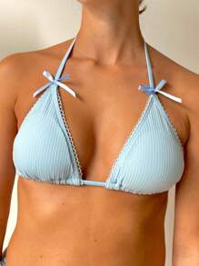 Spring And Summer Simple Curve-Hugging Swimsuit Beach Leisure Vacation - Blue - View 3