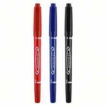 1pc/Multipurpose Non-Washable Double-Headed Lining Pen, Stationery Oil-Based Waterproof Marker Pen, Fade-Resistant, Marking & Signature Pen, Black Fine-Tip Courier Pen, Smooth Writing, Fade-Resistant, Suitable For Graffiti, Coloring, Applicable For School, Office, Factory Use