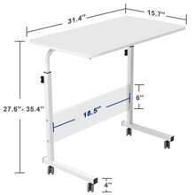 DlandHome Portable Desk, Adjustable Height Standing Desk, Small Computer Desk, Portable Rolling Desk, White - 白色 - 查看 9