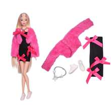 Short Slim Fit Solid Color Sweater With A Beautiful Bow On Top, Playful And Gentle. Wearing A Loose Plush Jacket, It Is Soft And Warm. Put On The White Shoes Again, Sweet Yet With A Winter Atmosphere, Perfect For Daily Shopping Or Dating. Suitable For 11.5-Inch Dolls (Excluding Dolls)