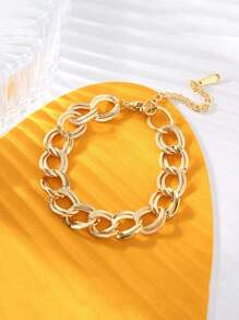 1 件装不锈钢独特设计女士手链，适合日常佩戴和送礼。 - 金黃色 - 查看 4