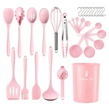 Keidason Conjunto de 15 piezas de utensilios de cocina de silicona - Utensilios de cocina resistentes al calor de hasta 230°C, espátula, pinzas, cuchara, brocha, batidor, conjunto de utensilios de cocina y accesorios para ollas antiadherentes, aptos para lavavajillas
