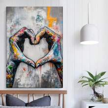Framed, Canvas Painting, Street Graffiti Love, Wall Decoration, Living Room, Library, Office, Cafe, Bar, Abstract Art, Perfect Birthday, Holiday Gift, Valentine'S Day, Easter Egg