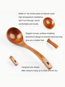 Wooden Spoon, Long Handle Wooden Congee Spoon For Cooking, Kitchen Wooden Spoon For Serving, Manual Kitchen Cooking Utensils - Many - View 6
