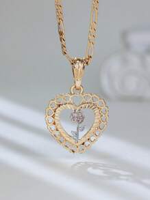 שרשרת תליון ורד חלול, שרשרת תכשיטים מינימליסטיים מצופה זהב עמידה למים, מתנה לנשים, מתנת יום האהבה - שרשרת לב ורדים - ראה 7