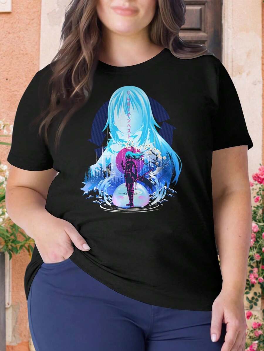 Rimuru Tempest Benimaru - That Time I Got Reincarnated As A Slime Plus Size Anime Oversize Women T-Shirt (Japan Jura Tempest Manga) - 黑色 - 查看 1