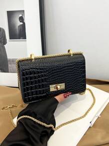 1pc Fashionable And Simple Popular Bag, Stone Pattern, Fashionable Crossbody, Stylish Shoulder Crossbody Bag, Pu Material, Magnetic Buckle Flap Closure, Suitable For Girls To Go Shopping, Daily Use, And Attend Parties, Sweet And Cute Solid Color Matching, Fashionable And Versatile Square Bag Shape, Elegant, Simple And Exquisite Crossbody Bag, It Is A Good Choice As A Gift For Little Girls - Solid Color Crossbody Bag - View 12