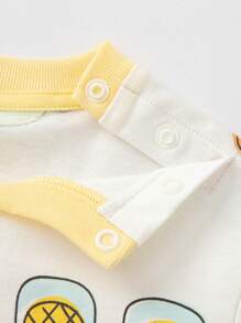 Balabala 嬰兒T恤，2025年男孩女孩夏季可愛上衣 - 白黃色調 - 查看 3