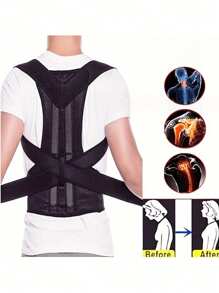 ComfortFit 秋冬姿势矫正器，男女皆宜 - 可调节、透气的矫形支架 - 无缝上背部、脊椎、颈部和肩部支撑 - 非常适合日常佩戴，锁骨稳定 - 促进健康姿势，防止弯腰驼背