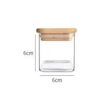 Frasco de almacenamiento de vidrio con tapa cuadrada de bambú, recipiente hermético transparente para granos de café, cereales, frutos secos