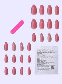 24pcs Long Almond / Short Square Press-On Nails Set, Gentle Minimalist Blush Multi-Color Shimmery Full Coverage Press-On Nails, Suitable For Girls And Ladies As Gifts, Parties, Office Wear, Includes Adhesive Tape And Nail File