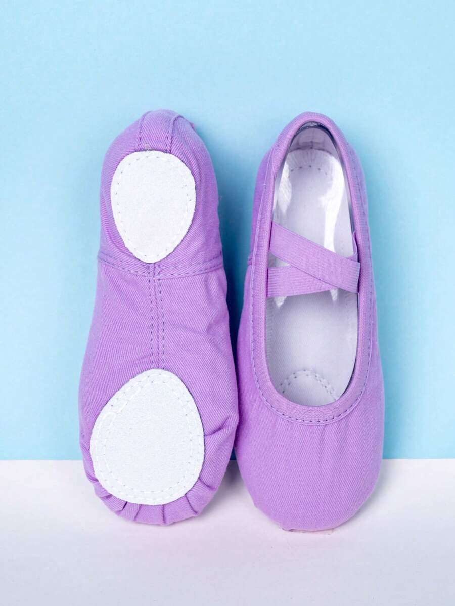 儿童/幼儿室内软底芭蕾舞鞋，带松紧带，防滑透气舞蹈运动鞋 - 紫色 - 查看 1