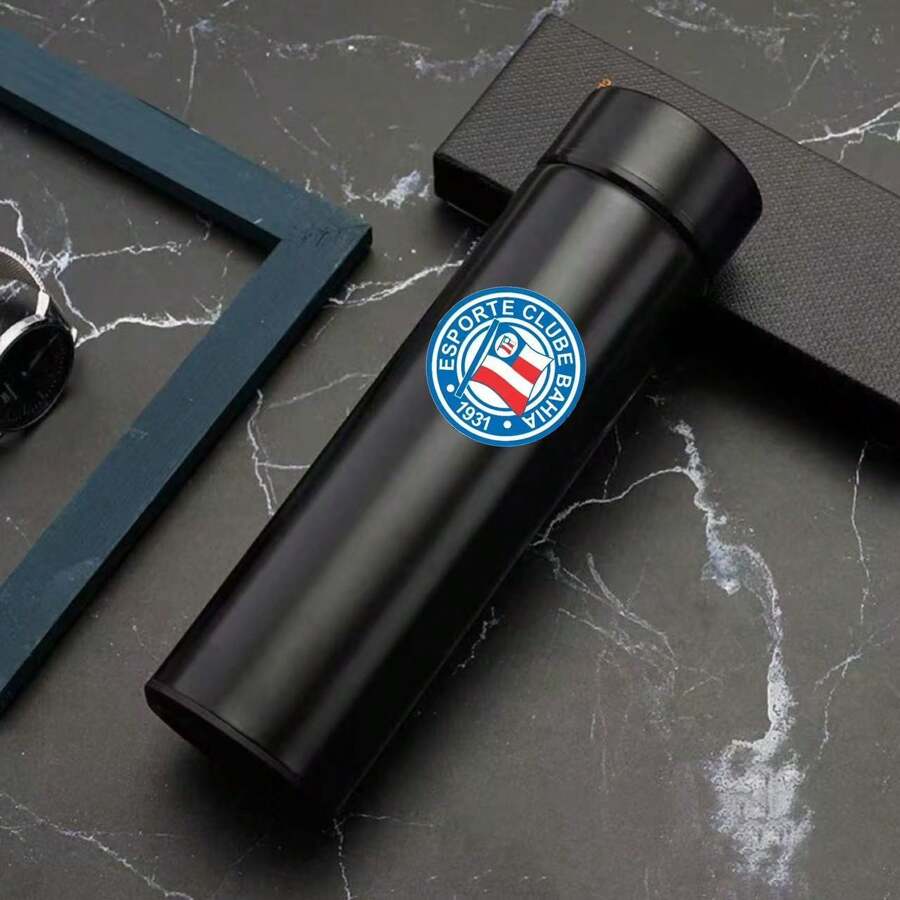 Personalized Football Team Bottle With Led Digital Temperature Meter 500ml - Bahia Preto - View 1