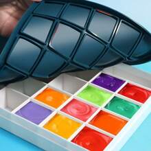 1pc 24/36/48 Compartment Soft Cover Paint Palette Box With Spray Bottle, Portable Watercolor/Gouache Palette With Moisturizing Sealed Lid