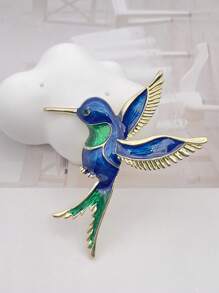 1pc Luxury Green Rhinestone Bird Brooch Pin, Suitable For Daily Wear By Both Men And Women