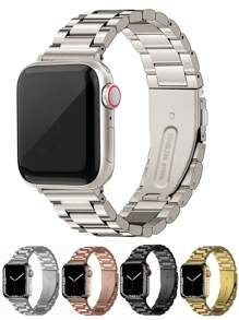 1pc Fashionable Men Apple Watch Band Apple Watch Strap Silver Stainless Steel Adjustable Watch Band Compatible With Apple Watch Series 10 Ultra2/Se/S9/S8/S7/S6/S5/S4/S3/S2/1, Gift For Both Men And Women, Replacement Strap For Smartwatch, 38mm/40mm/41mm/42mm/44mm/45mm/49mm (Watch Not Included) Compatible With Apple Watch Band