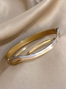 1 件多色双面手链简约不锈钢手镯适合日常派对珠宝生日圣诞节情人节礼物