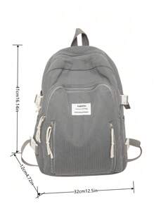 Jednoczęściowy plecak dla chłopców i dziewcząt z tkaniny sztruksowej, modny, swobodny, college'owy, świeży i prosty, plecak studencki, zapięcie na zamek błyskawiczny, odpowiedni do codziennego użytku o każdej porze roku
