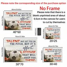 1pc Football Canvas Wall Art, Inspirational Soccer Quote Print, Frameless Sports Themed Decor For Boys Gym Bedroom Living Room - 12x16 Inch Motivational Poster, Gift For Football Enthusiasts Gifts Birthday Graduation