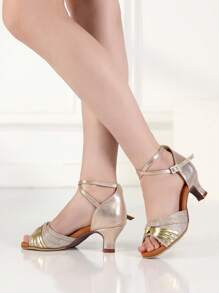 女士拉丁舞鞋，银色舞蹈凉鞋，萨尔萨舞表演，交谊舞鞋，派对舞鞋，适合室内外穿着