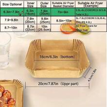 100PCS Air Fryer Liners Disposable Paper 6.3' Non Stick For Roasting Baking UK - 100pcs - View 2