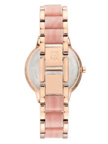 Anne Klein Women's Rose Gold Quartz Bracelet Watch With Light Pink Mother-Of-Pearl Dial Round Analog Watch For Ladies With Adjustable Pink Resin Bracelet Waterproof Watch,AK/1412PKRG - Pink - View 8