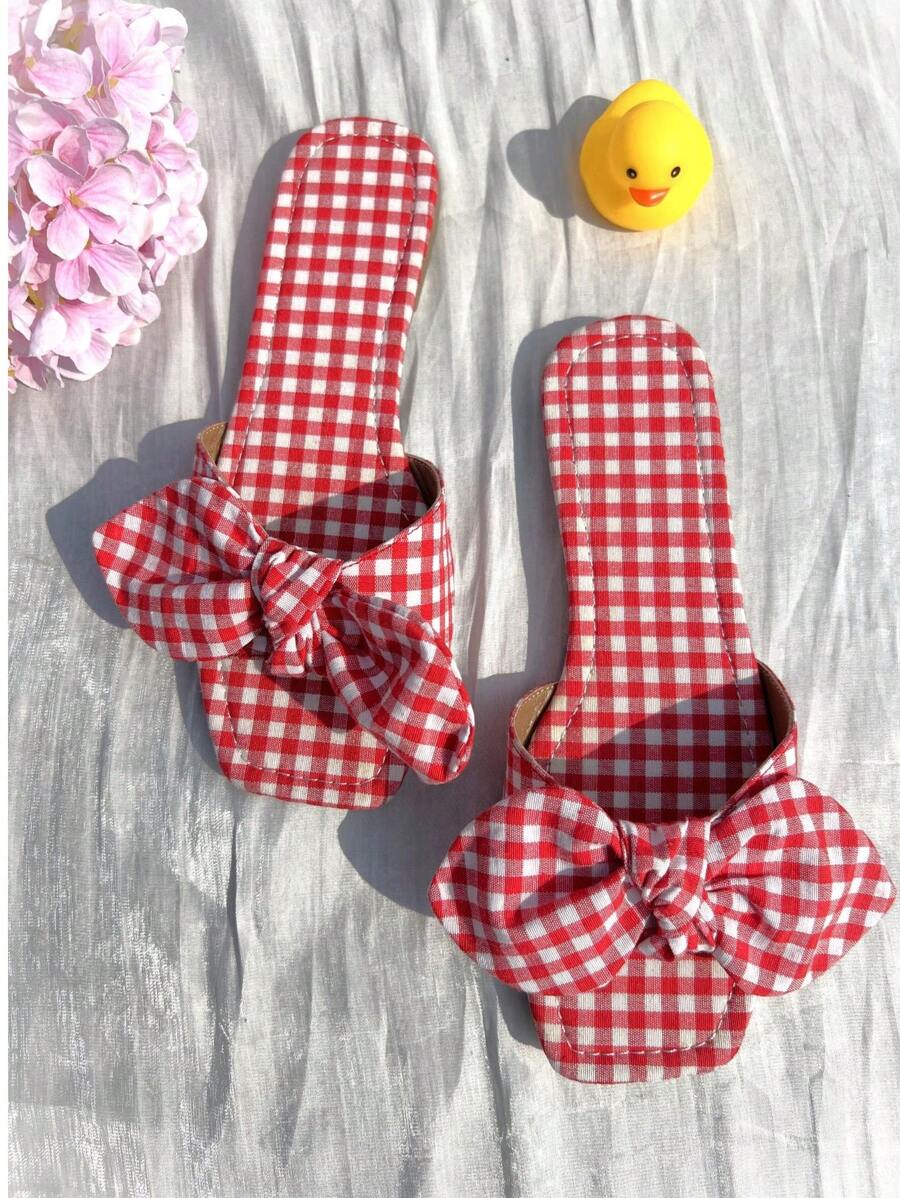 2025 New Fashion Women Flat Sandals, Simple Square Toe Casual Retro Style Ladies Slippers - Hot Pink - View 1