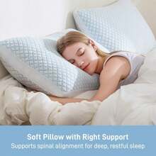 Shredded Memory Foam Cooling Soft Pillows King Size Set Of 2, Adjustable Hypoallergenic Hotel Quality Bed Pillow For Side, Back And Stomach Sleeper, Bamboo Viscose Cover, Oeko-TEX Certified - King (Pack Of 2)_ - View 3