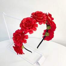 1 Peça Faixa de Cabeça Universal de Fibra de Poliéster (Poliéster) Boêmia com Estampa de Flor para Todas as Estações, Tiara Simulada de Flor, para Férias na Praia e Fotografias, Faixa de Cabelo, Aros de Cabelo