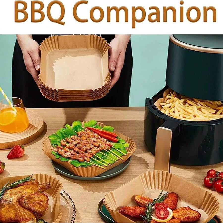 100PCS Air Fryer Liners Disposable Paper 6.3' Non Stick For Roasting Baking UK - 100pcs - View 1