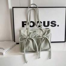 New Korean Bow Nylon Shoulder Bag Fashionable And Sweet Design Tote Bag Folded Large Capacity Commuter Women's Handbag