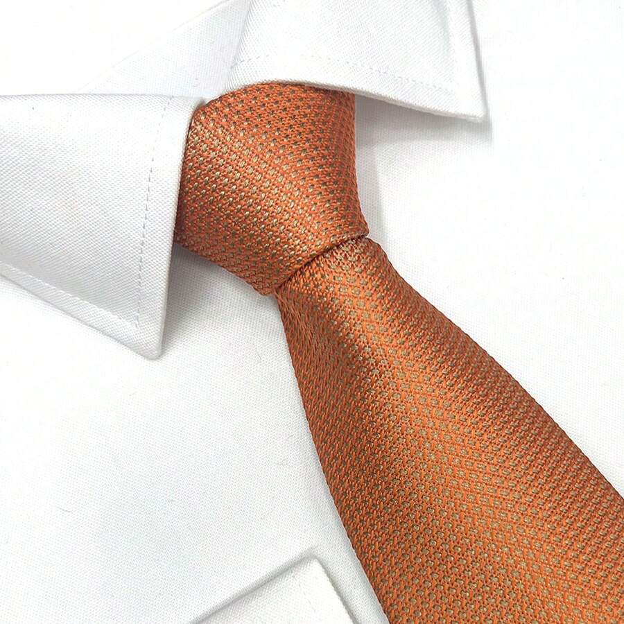 Edi Saraiva Imported Men's Tie Detailed Fine Tip 7 Cm Polyester - 橘色 - 查看 1