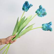 3pcs Parrot Tulip Artificial Flowers, Real Touch, Long Stems, Suitable For Bedroom, Living Room, Dining Room, Office, Cafe Tabletop, Home Decor, Aesthetics, Room Decoration, Wedding Party, DIY Spring Festival New Year Decor, Spring/Summer Decor, Premium Elegant Synthetic Tulips Easter Gifts Birthday Graduation