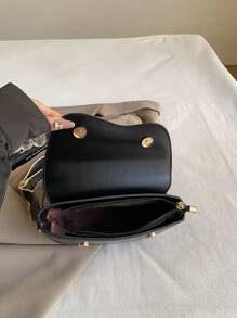 Fashionable Solid Color Mini Crossbody Bag, Simple Reverse Design, Suitable For Women's Daily Use, Dates, Gifts, With Adjustable Wide Strap - Black - View 6
