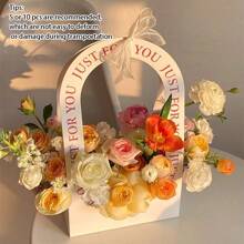5pcs/10pcs Flower Carrier Bag, Flower Packaging Box, Flower Handbag, Suitable For Fresh Flower Packaging, Less Likely To Deform Or Damage During Transportation Compared To 1pc
