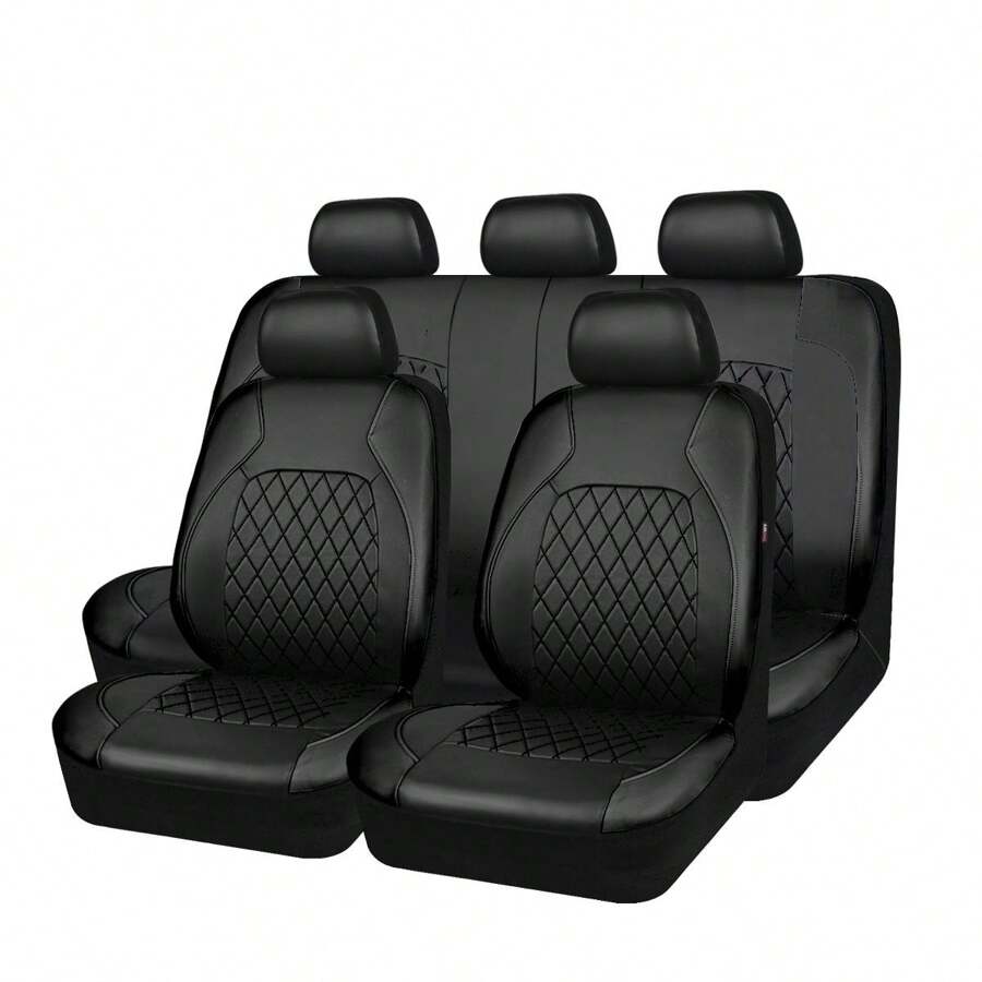 Full Set PU Leather Car Seat Covers, Compatible With Airbag, Breathable, Suitable For Cars, Trucks, SUVs, Comfortable, Durable, Waterproof And Breathable, Prevents Car Seat From Stains, Dirt And Spills