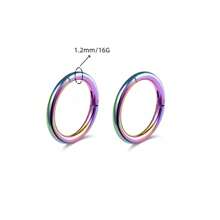 2PCS 18G-16G Aço Inoxidável Anel Clicker Sem Costura Lábio Nariz Daith Cartilagem Helix Tragus Anel de Arco
