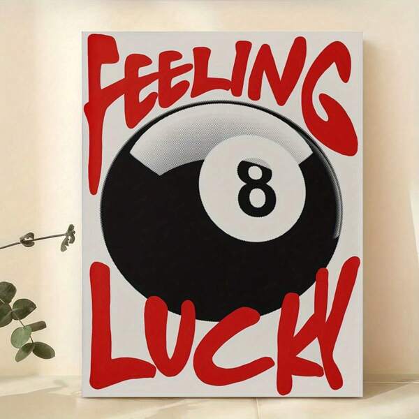 1 pièce Affiche sur canevas imprimée rétro Boule de billard 8, Décoration murale vintage, Affiche de panier de shopping , Impression murale esthétique noir et blanc pour appartement, salon, chambre à coucher, cadeau