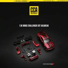 COOL CHIC AUTO Ensemble de modèle de voiture de sport réduit à 1:42, modèle de Mustang GT 2018 et Dodge Challenger édition personnalisée. Jouets modèles de voitures de course réalistes, collection et cadeaux